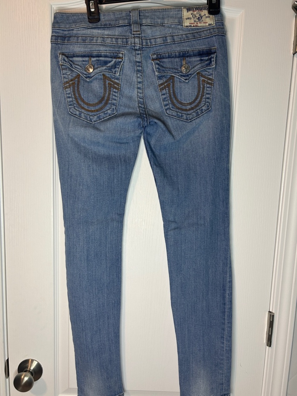 True Religion Jeans Women’s 29 Light Blue World Tour Skinny Low Rise Stretch